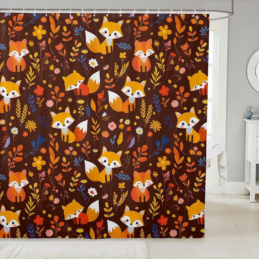 Cartoon Pig Shower Curtain Leopard Bow Bath Curtain for Boys Girls Teens Lovely Animal Cheetah Bathroom Shower Curtain Set