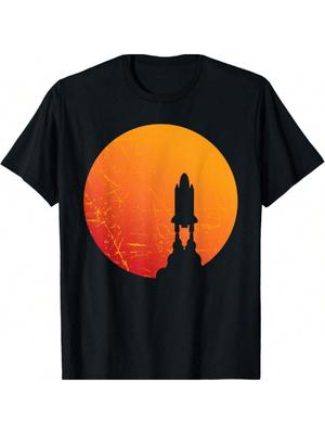 Camiseta Espaço Astronauta Foguete Interestelar Nave de Lançamento Alienígena OVNI