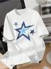 Star-print Drop-shoulder Women's T-shirt, Stylish Short-sleeved Round Neck Casual Top, Suitable for All Seasons.graphic T Shirts