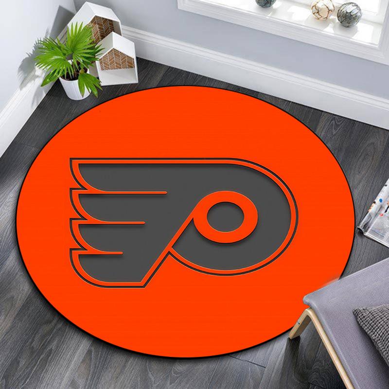 Philadelphia Flyers,Round Area Rug,Carpet Rug for Living Room Bedroom Sofa Playroom Decor,Non-slip Floor Mat
