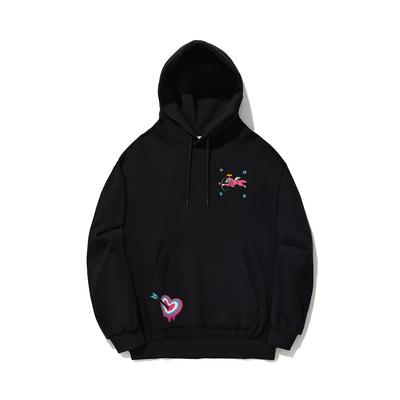 Li Ning X Dondurma İşbirliği Heartbreaker Serisi Harf Logolu Günlük Spor Kapüşonlu Üniseks kapüşonlular Siyah AWDU843-2