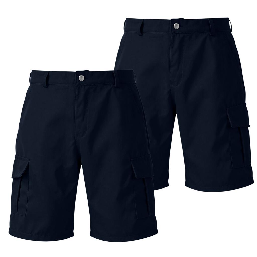 Men's Color Cargo Shorts 2-Pack with Button and Elastic Waist, 6 Pockets