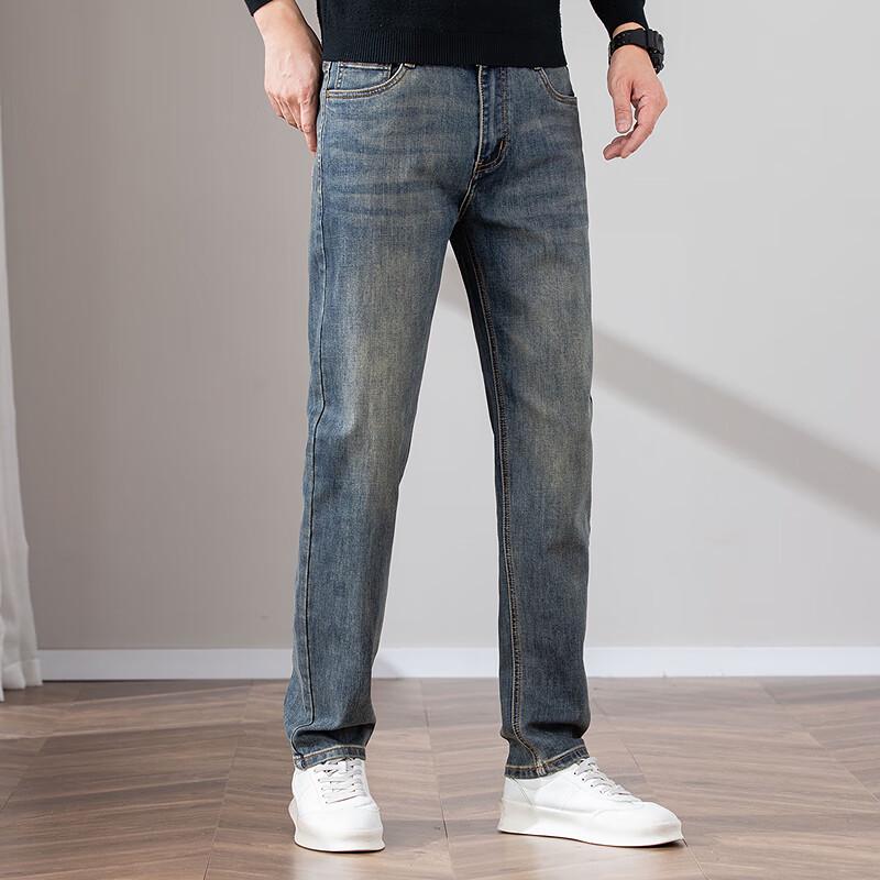 

FAPAI Мужские выстиранные стрейчевые джинсы прямого кроя из хлопка премиум-класса из Синьцзяна 38