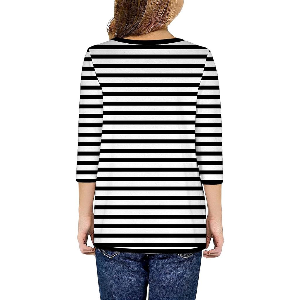 Dziecięca Codzienna Modna Koszulka z Krótkim Rękawem 3/4 z Okrągłym Dekoltem