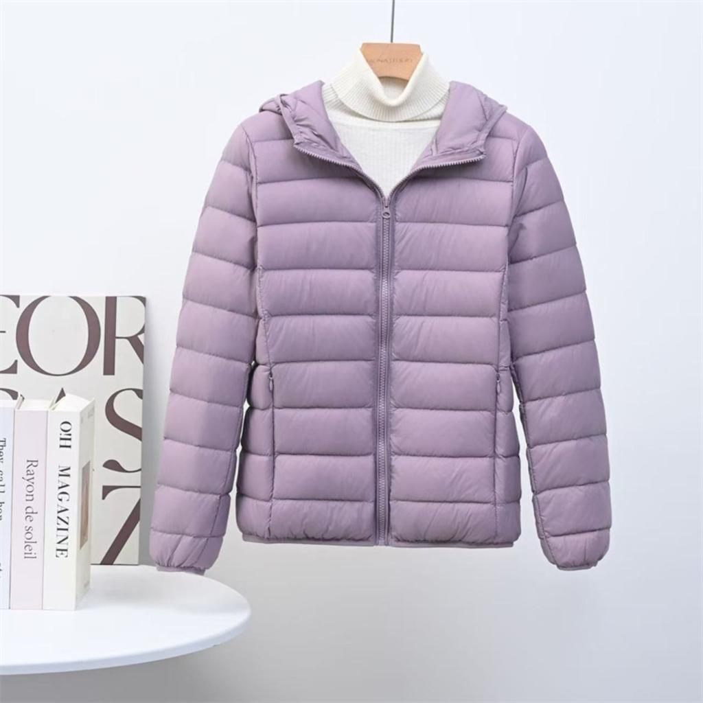 2025 Autumn Winter New Women's Lightweight Down Jacket Short Hooded Slim Plus Size White Duck Down Coat