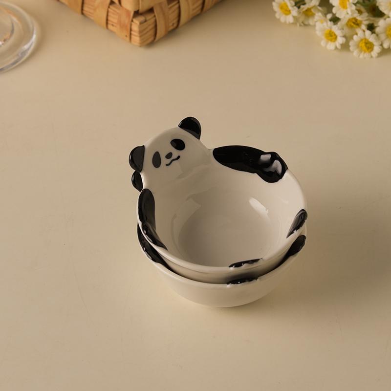 Panda Ceramic Dipping Dish, Cute Shaped Mini Bowl, Steamer Available, Fruit and Snack Bowl, Home and Restaurant Tableware