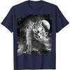 Wolf Family Howling Graphic Tee Black White Print Casual Round Neck Tshirt For Men