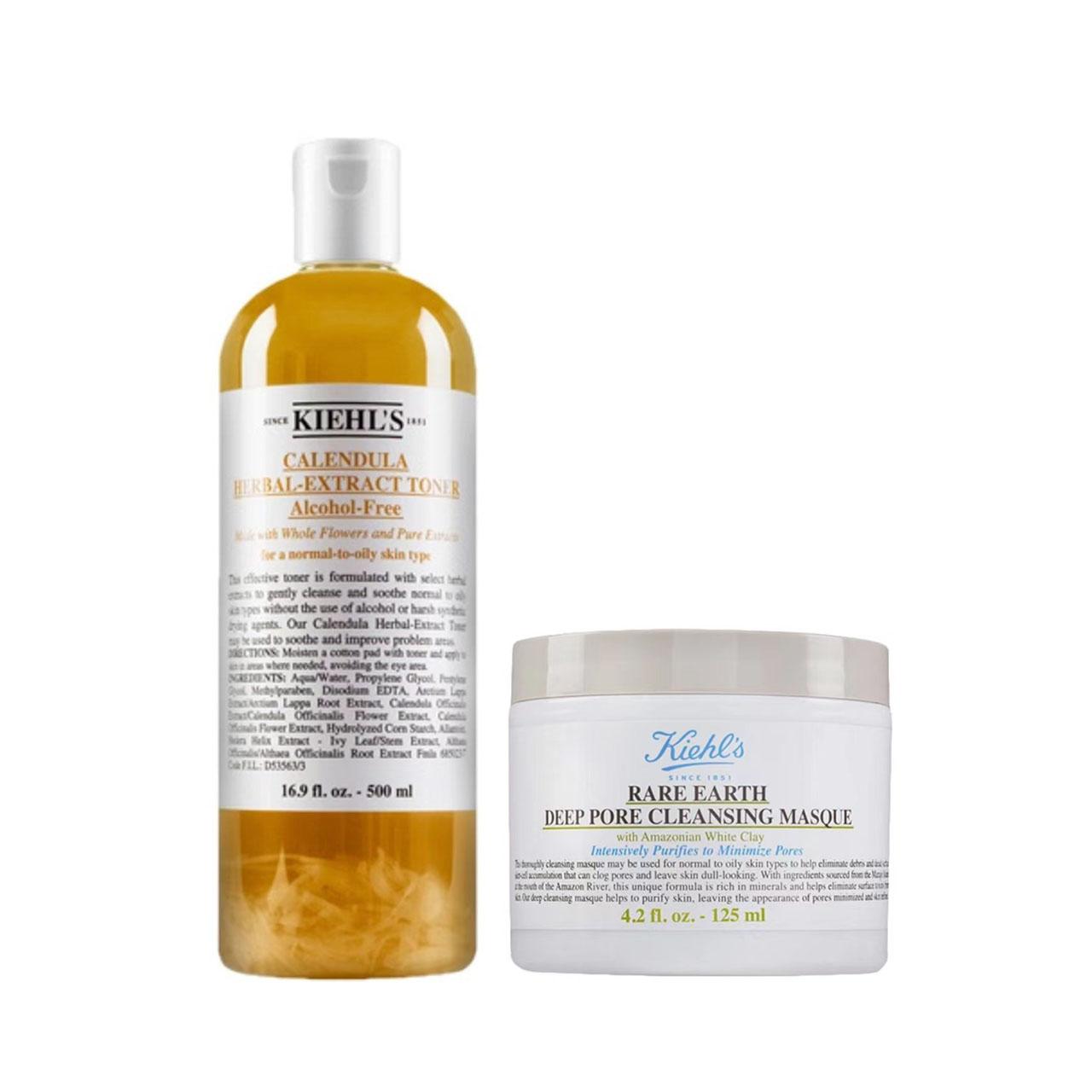 Kiehl s Маска для глубокого очищения пор с глиной Rare Earth и Тоник с экстрактом календулы Mask 125ml + Toner 500ml