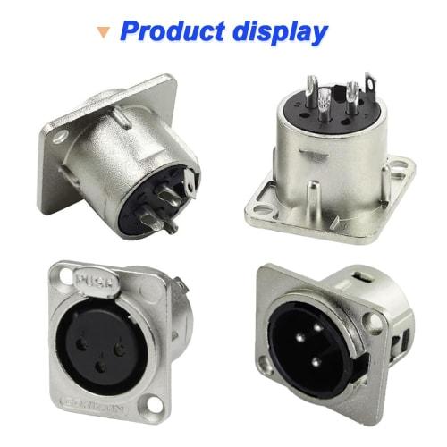 Xiatiaosann XLR 3-Pin Socket Audio Adapter Connector, XLR 3-Pin Male Plug Socket Panel Mount Adapter & XLR 3-Pin Female Plug Socket Panel Mount Adapte