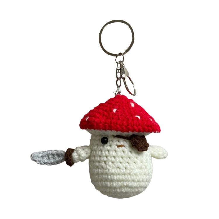 Unique Mushroom Shaped Keychain Crochet Doll Pendant Keyring Handmade Amigurumi Stylish Soft Cotton Yarn Accessory
