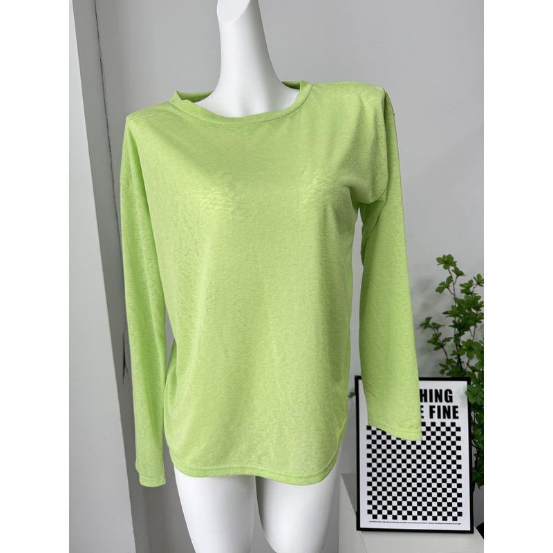 Western Style New Fashion Casual Loose round Neck Long sleeves Shirt Top Loose Long Sleeved Top