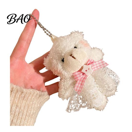 Bear Charm for Handbags Plush Keychain, Cute Puppy Bag with Soft Texture Crocheted Accessories, Stuffed Animal Pendant Women Girls Backpack Keychain