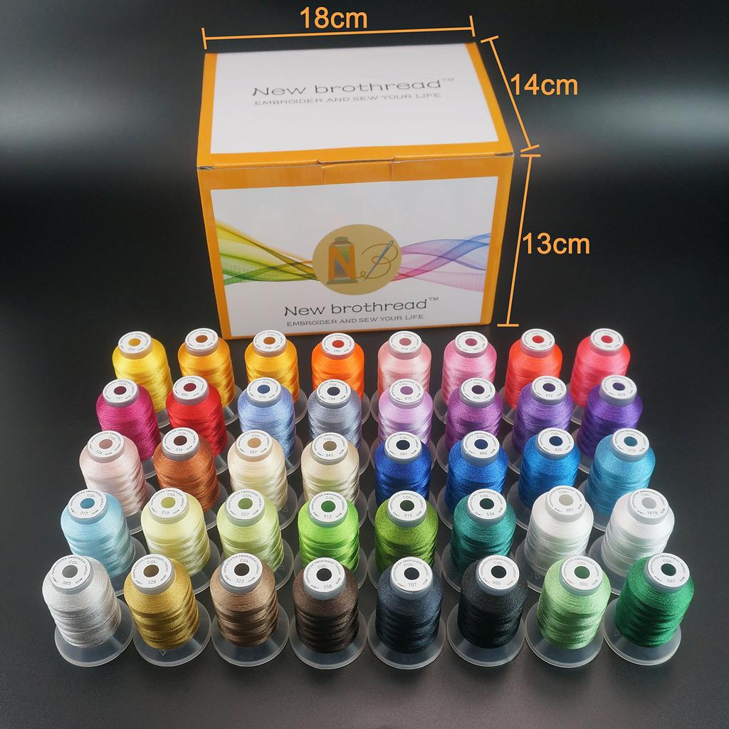 40 Color Polyester Embroidery Machine Thread Set 500M (550Y) Spools - 50 Weight Sewing Threads for Embroidery Machines