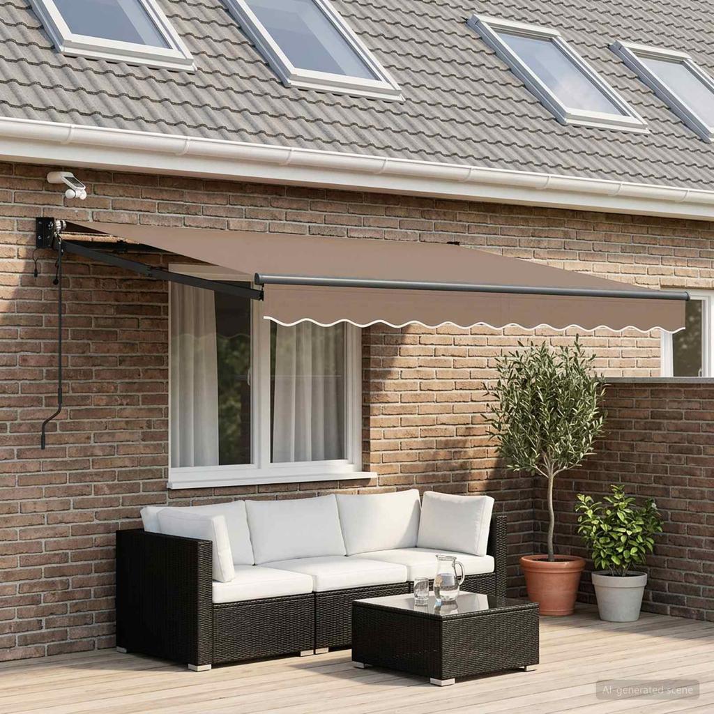 Electric Retractable Awning Taupe