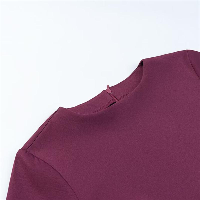 2026 New European & American Women's Short Sleeve Slim Fit Solid Color Dress