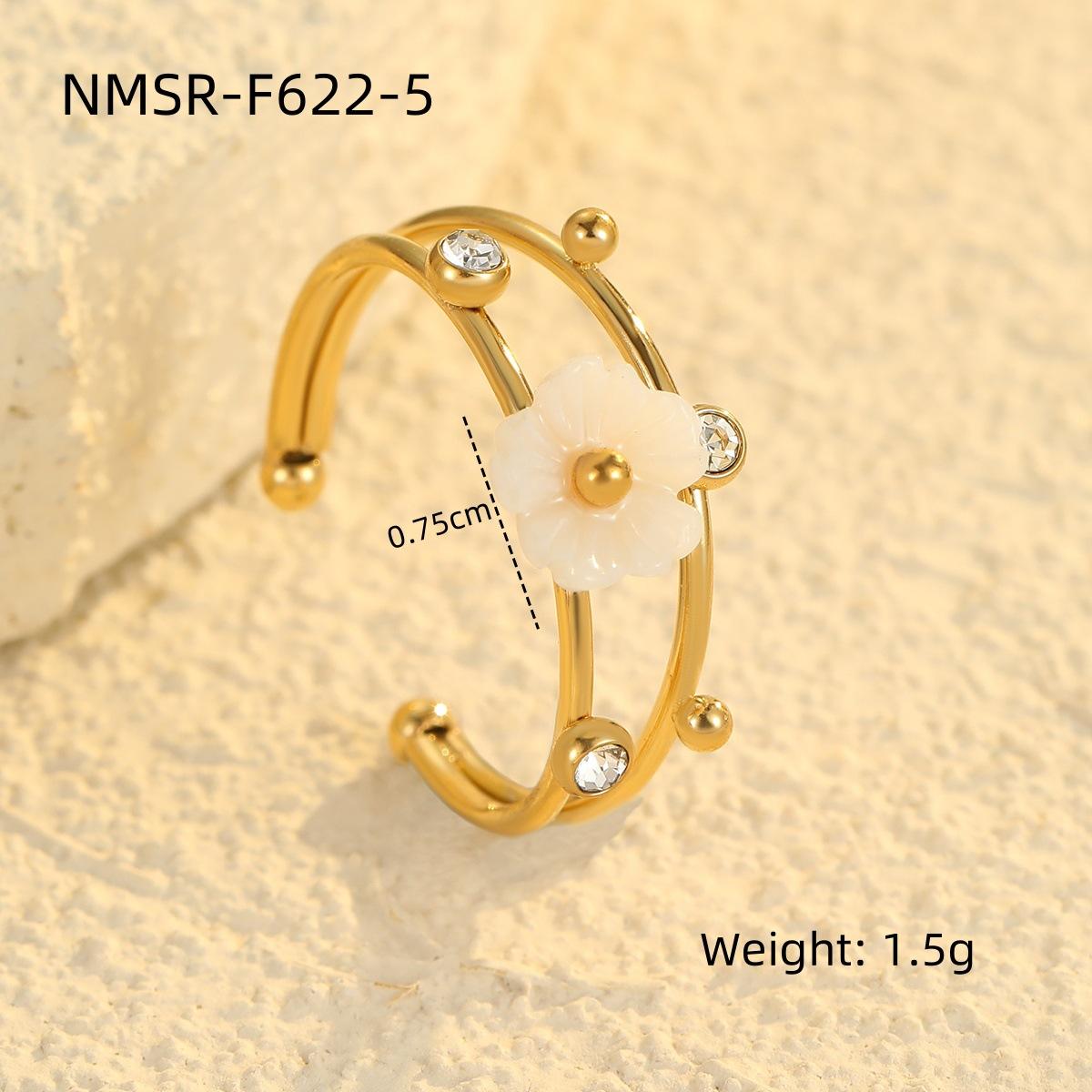 

Европейская и американская мода Элегантное кольцо из титановой стали 18 карат INS с цветком Нишевое высококлассное кольцо с белым перламутром и цирконом для женщин Average Size