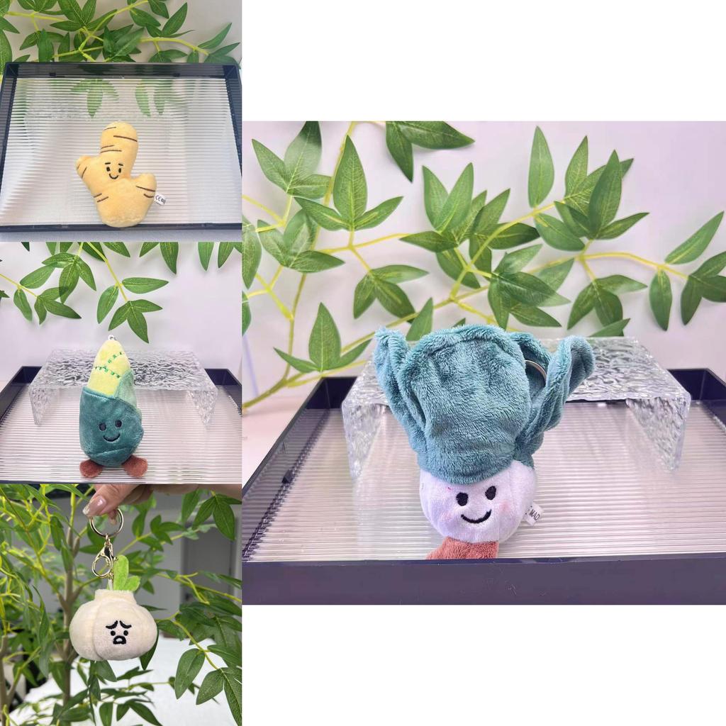 Chaveiros de Pelúcia Fofos e Macios de Legumes, Incluindo Personagens de Alho, Cebola, Pimenta e Milho