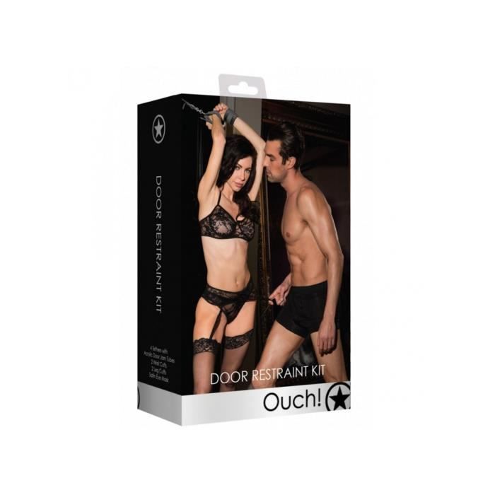 Kit Bondage - OUCH - Avec 4 attaches réglables - Noir - Pour adultes - Facile à installer