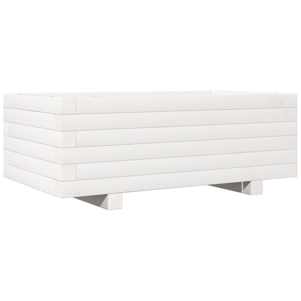 Plant Pot White 70x40x26.5 Cm Solid Pine Wood