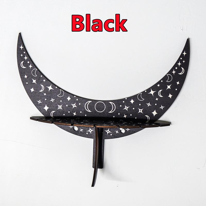 3 Colors Wall Mounted Moon Candle Holder Display Crystal Hanging Placement Shelf Wooden Decoration Candlestick Bohemian Decor