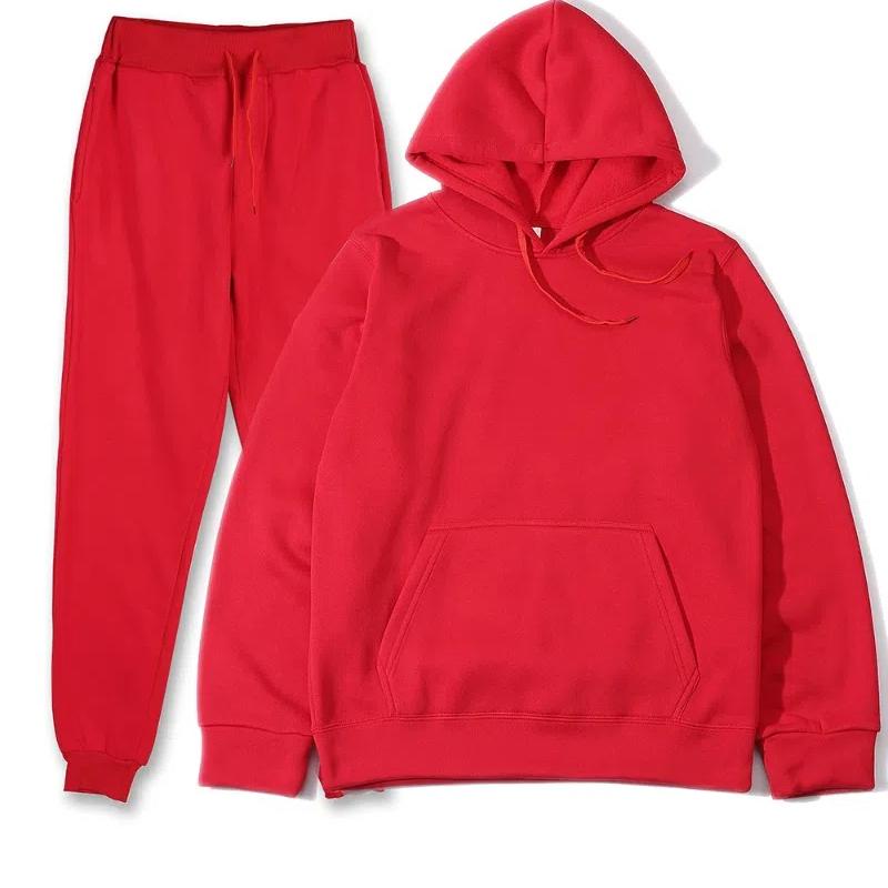 Träningsoverall för män Sportkläder Fritidströjor Träningsbyxor Streetwear Pullover Enfärgad fleecehuvtröjor Sportdräkt Nyhet