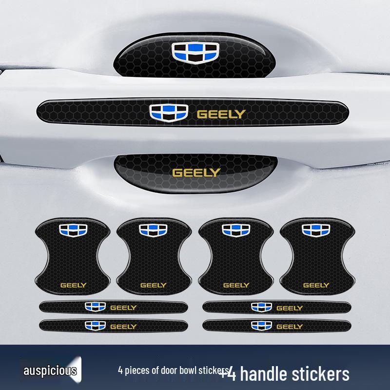 Black Reflective Rhombus Car Door Handle Protector: Anti-collision, Anti-scratch, Wear-resistant Sticker