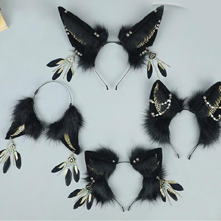 Gothic Plush Foxes Headband Woman Girls Cartoon Cat Ear Hairband for Photography