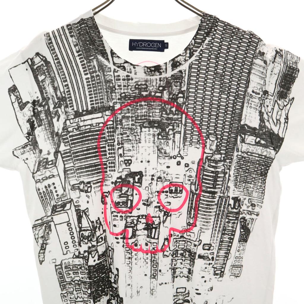 Hydrogen Made In Italy Skull Print Short Sleeve Vintage Processing T-shirt Men's Used