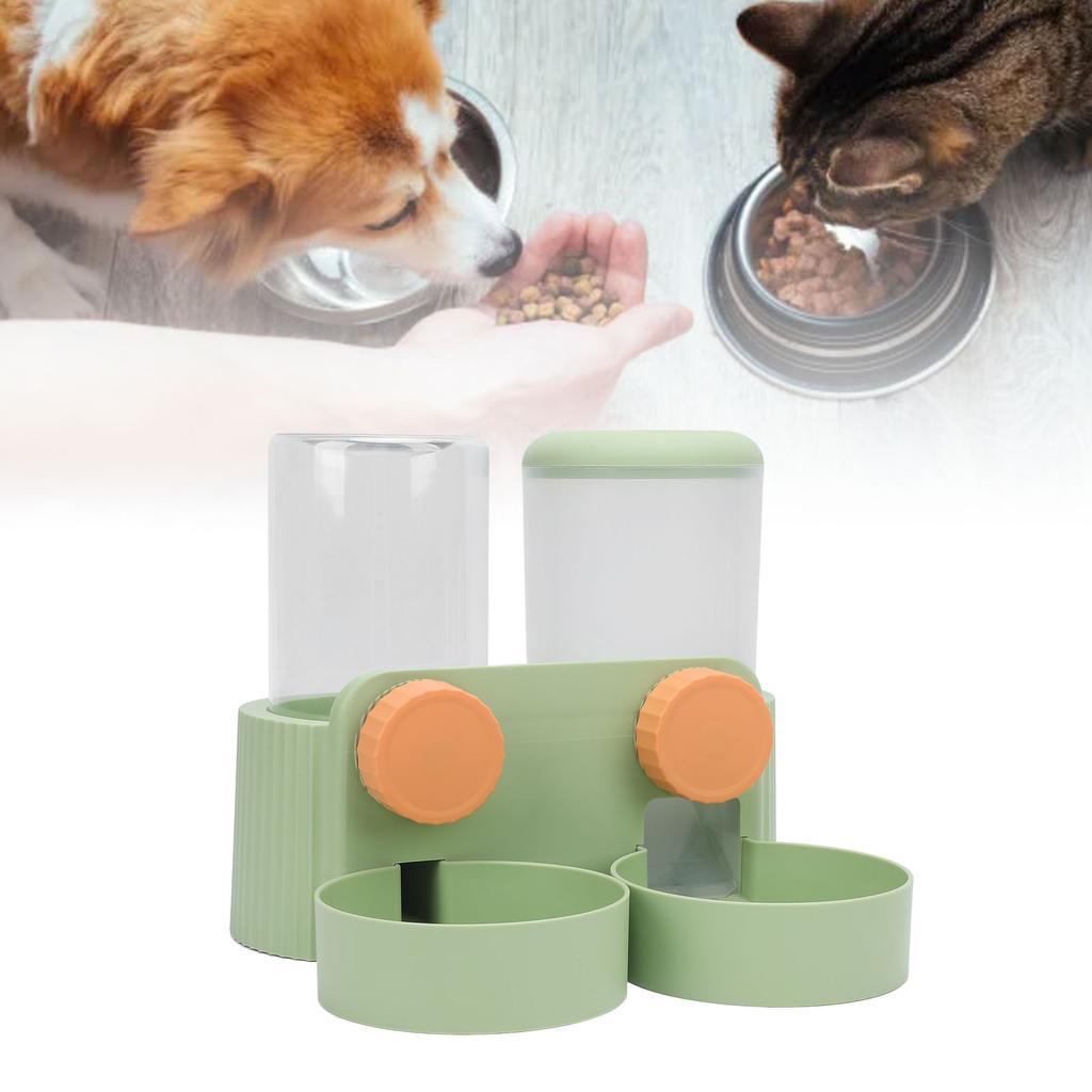 Pet Food Bowl Water Bottle Dispenser Multifunctional Hanging Automatic Self Feeding and Waterer Set for Dogs Cats