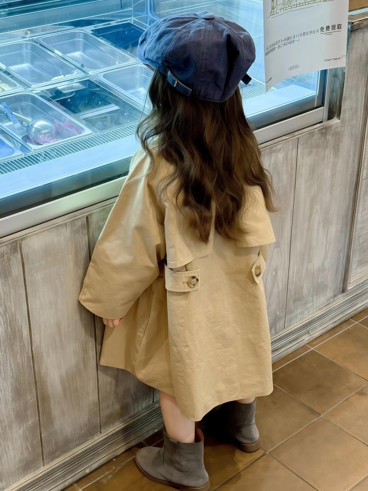 2025 British Style Mid-Length Windbreaker for Girls - Early Autumn Collection