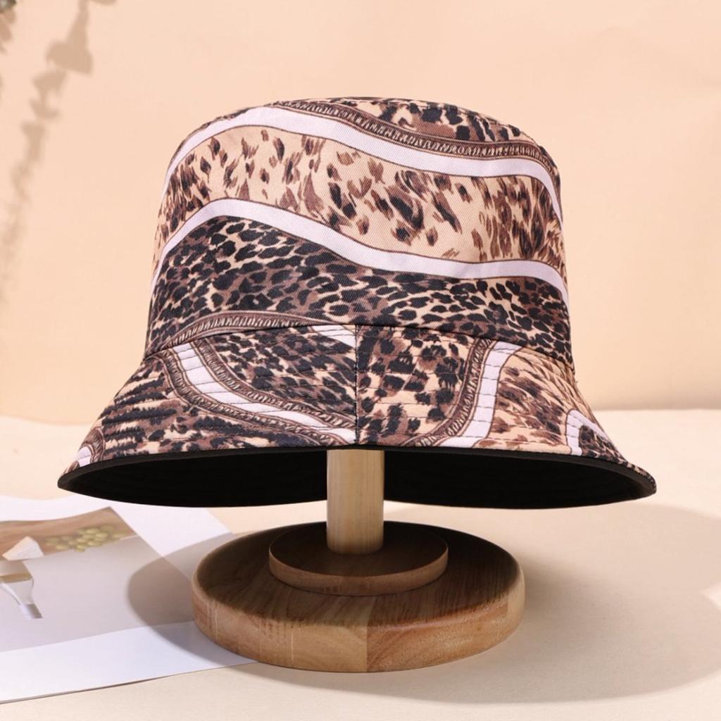 Leopard Print Basin Hat Men'S And Women'S Outdoor Sunshade Sunscreen Hat Personalized Retro Bucket Hat