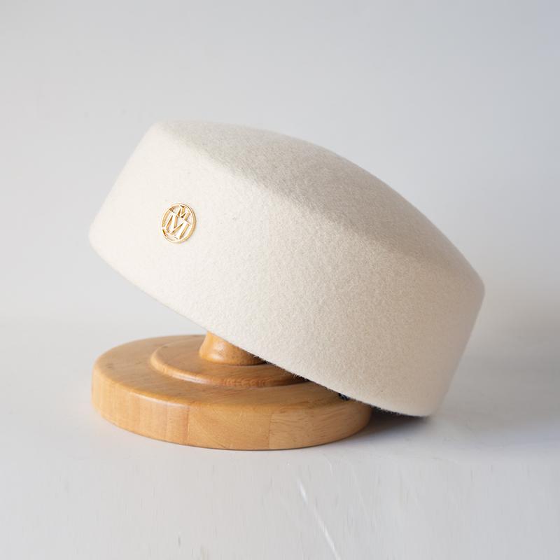 Kurzrand Flacher Wollfilz Barett INS Mode Pillbox Hut Damen Französisch Elegant Fedoras Matrosenhut Kapitänskappe Damen Bert Hart