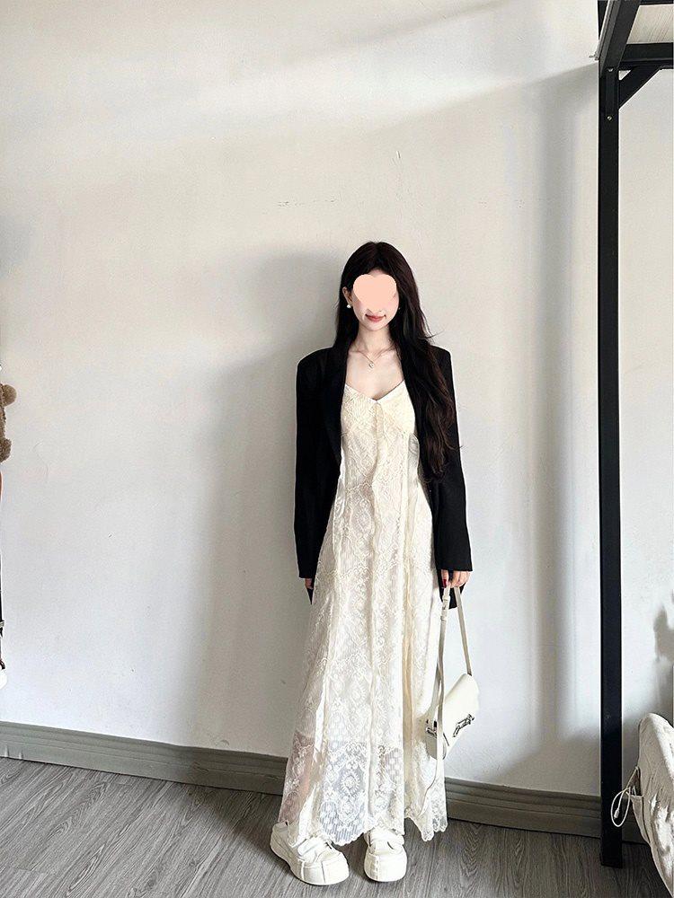 French Lace Camisole Dress 2025: Women's Petite Summer Waist-Slimming Fairy Dress