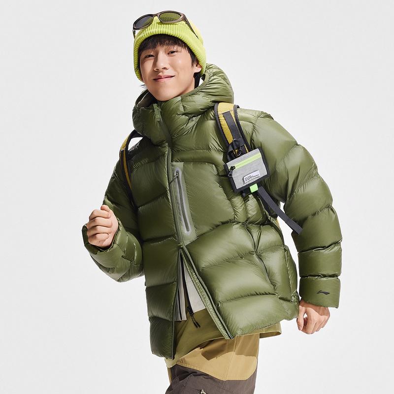 Li-Ning Outdoor CF Series Hooded Zipper Warm Comfortable Down Jacket Men Jacket AYMV161-2