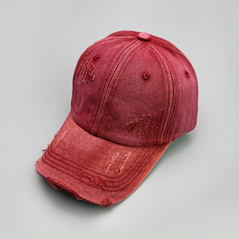 Korean Retro Broken Style Baseball Hat New Men Women Gradient Sunshade Distress Breathable Street Versatile Fashion Snapback Cap