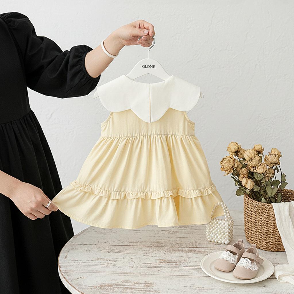 Toddler Girls Summer Thin Peter Pan Collar Vest Dress Sweet Lace Princess Infant Dress