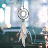 Alynsehom Dream Catcher Car Interior Rearview Mirror Hanging Decor Handmade Grids Nature Feather Small Boho Car Charms Pendant Accessories (Grey