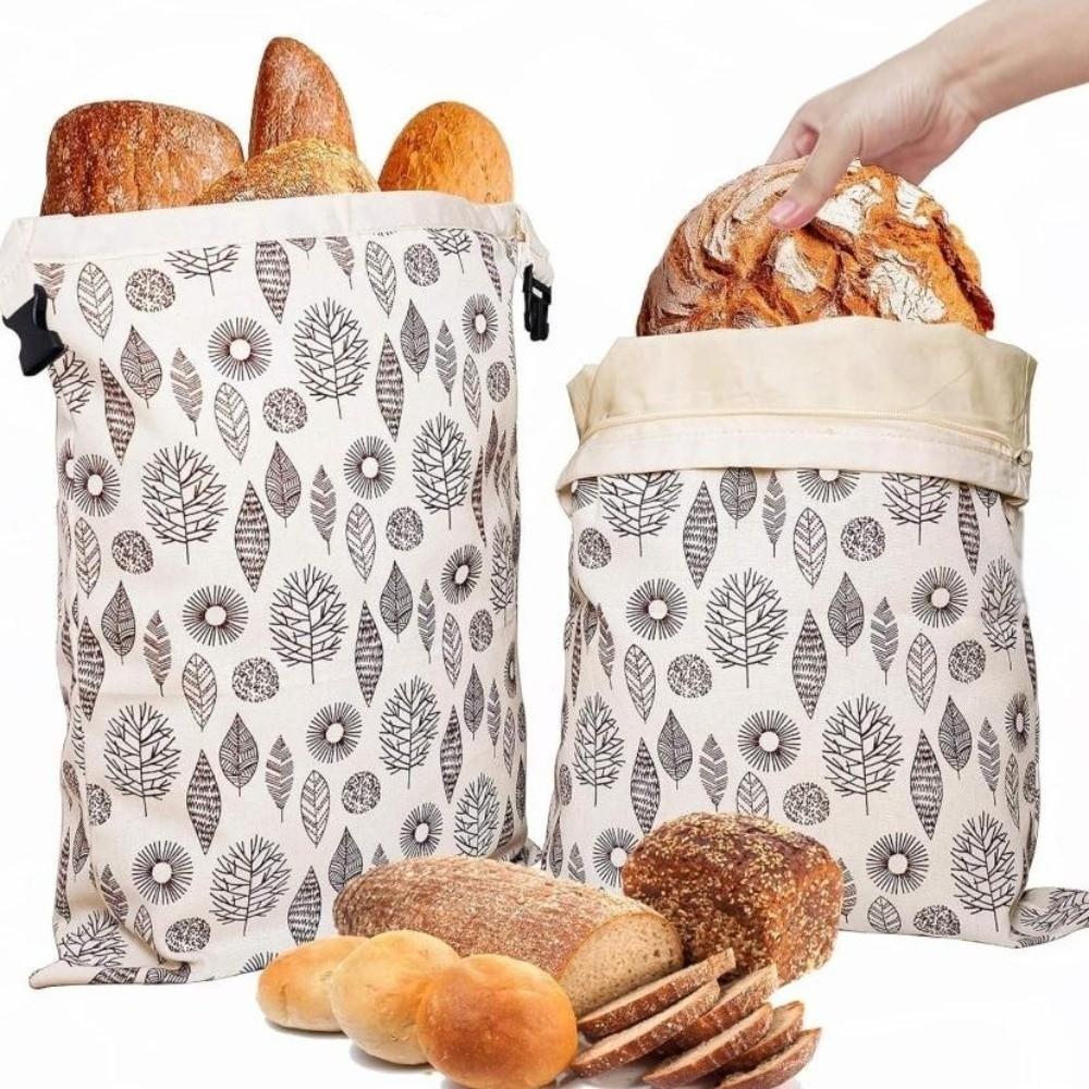 Reusable Beeswax Bread Bags Beeswax Coated Cotton Bread Storage Bags 43*33cm Zipper Closure Fresh-Keeping Bread Bags Freezer Use