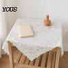 Non-slip Tablecloth White Lace Tablecloth, Square Scalloped Floral Doily, Elegant Vintage Home Decor Table Cover for Nightstand End Tea Party Durable