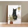 Watercolor Cute Kittens Potted Plant Canvas Print Cartoon Green Plants Animals Wall Art Postes for Modern Living Room Home Decor