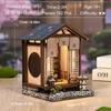 QmXCyzl Wooden DIY Dollhouse Kit, Miniature 3D Bookstand, Holiday Gift, Architectural Scenario Openable Design, Japanese Style (Planet and Garden)