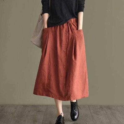 Skirt Women Cotton Summer Casual Versatile Elastic Half-body Skirt Loose Comfortable Large Size Pleated Skirt