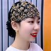Women's Four-Season Thin Gold Thread Plum Blossom Beaded Lace Head-Wrapping Hat Breathable Hat Fashionable Hollow Pull-On Hat