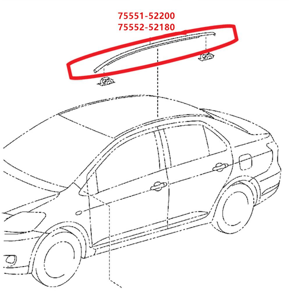 Pair Left & Right Side Roof Strip Moulding Trim For 12-14 Toyota Yaris Hatchback