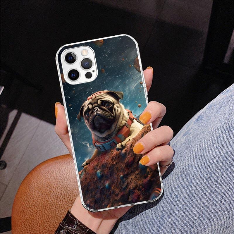 Love Pugs Cute Dog Phone Case For iPhone 17 Air 16 Pro Max 16E 15 + 14 Plus 11 12 13 Mini 7 8 SE Gift Print Cover Fundas 16 Pro