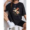 Floral Print T-Shirt White Botanical Flower Design For Casual Wear