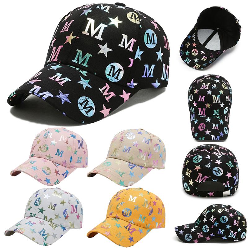 Hat Female Letter M Colorful Duck Tongue Hat Versatile Couple Baseball Hat Sunscreen Hat