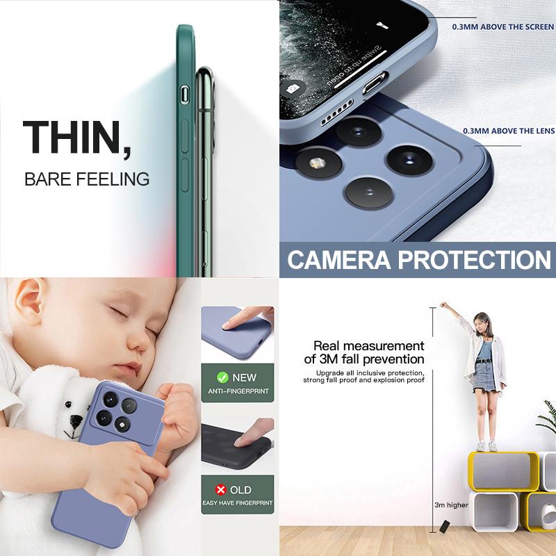 Pentru Poco X6 X 6 Pro Pocox6 Pro Carcasă pătrată din silicon lichid moale pentru Xiaomi Poco X6 X 6 Pro Pocox6 Pro 5G Carcasă de telefon