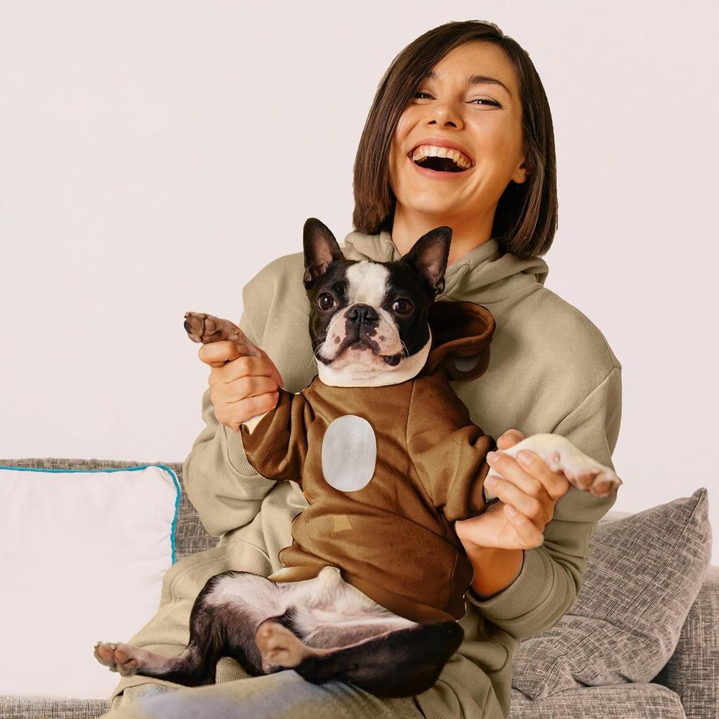 Small Dog Hoodie Soft Fleece Lined Pullover Winter Warm Pet Sweater with Cute Bear Ear Hood for Puppy Cat Chihuahua Pomeranian Yorkie Brown Size