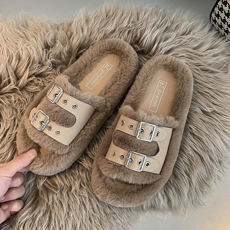 

Шлепанцы Мао Мао на толстой подошве, женская уличная обувь, весна и осень 2025, новые популярные домашние универсальные модные хлопковые шлепанцы на одной перемычке 40 хаки